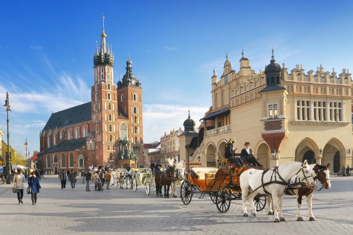 Den gamle bydel i Krakow - Markedspladsen