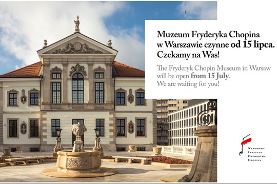 Het Museum Fryderyk Chopin is terug open voor bezoekers vanaf 15 juli 