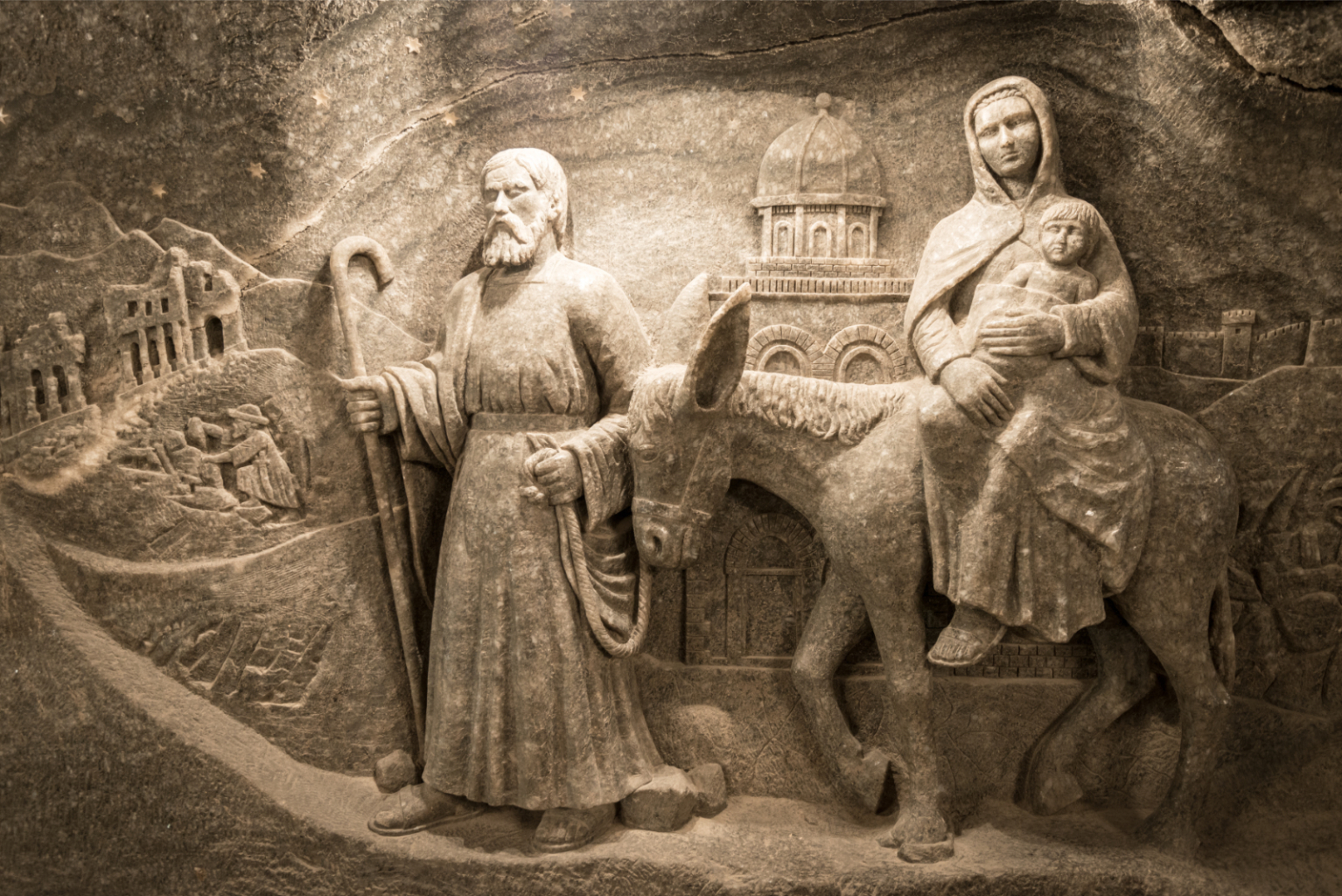 Saltdetaljer i Wieliczka saltgruve