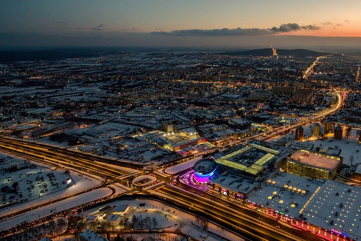 Kielce - panoramautsikt om vinteren